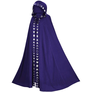 Medieval Renaissance Hooded Cape Printed Cloak for Halloween Cosplay Costume Becostume